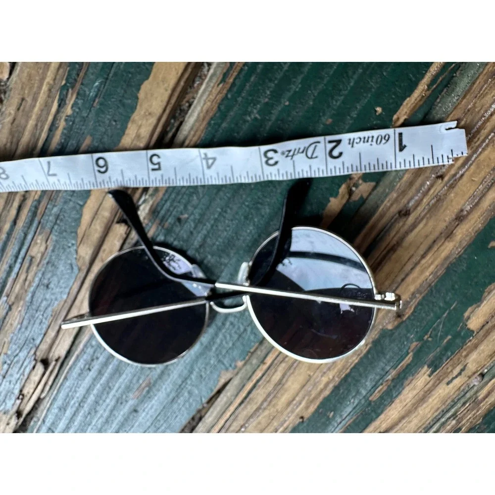 Owl Eyewear Round Mirrored Sunglasses Blue Purple Silver Tone Retro Circle A3108